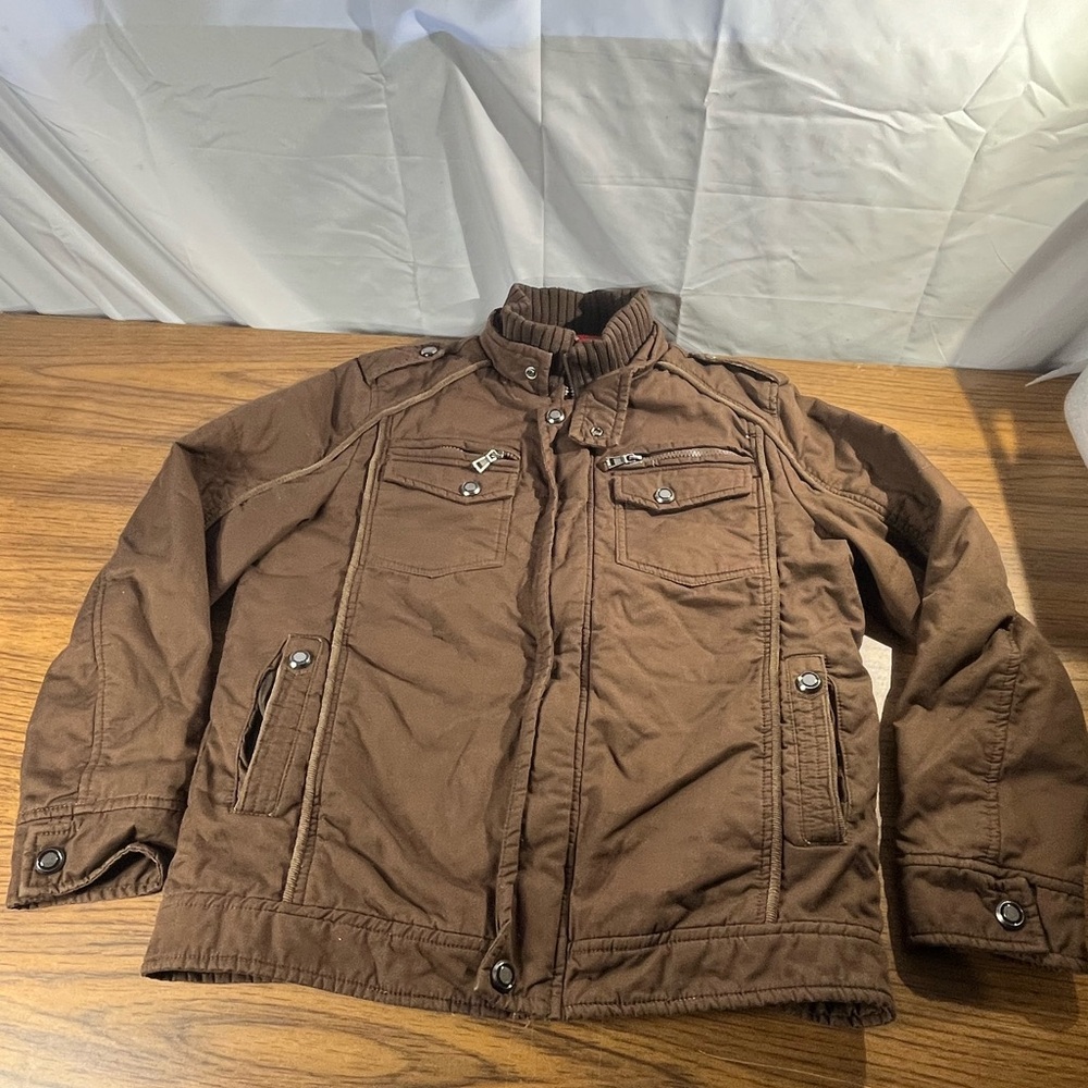 Maximos USA  Bomber Jacket Brown Small Full Zip Sherpa Lined Multi Pockets